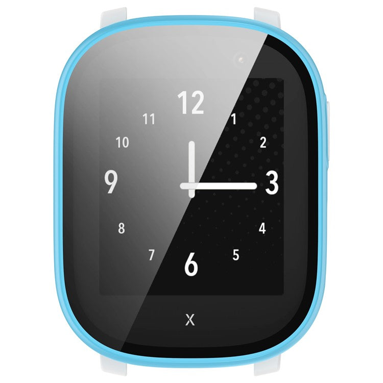Hard PC Cover for Xplora X6 Play Watch Case with Tempered Glass Screen Protector - Blue