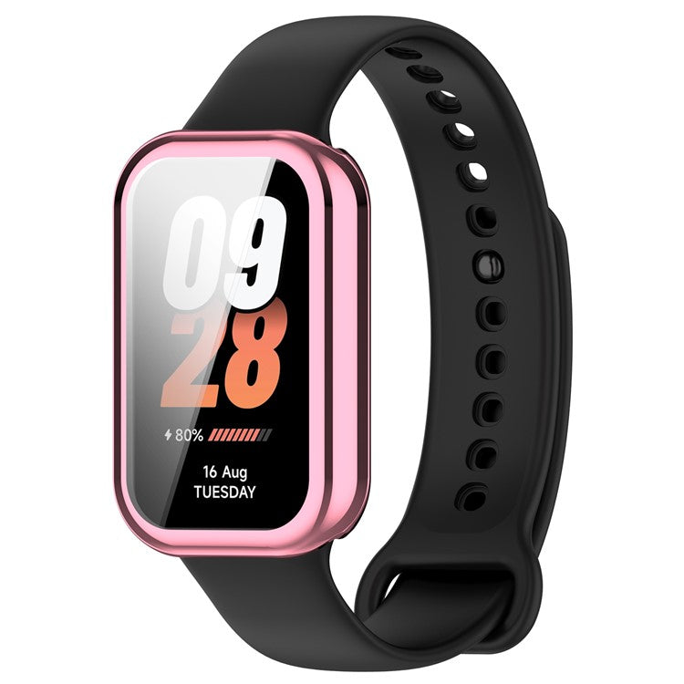 For Xiaomi Smart Band 8 Active / Redmi Band 2 TPU Watch Case Electroplating Frame Cover - Electroplating Pink