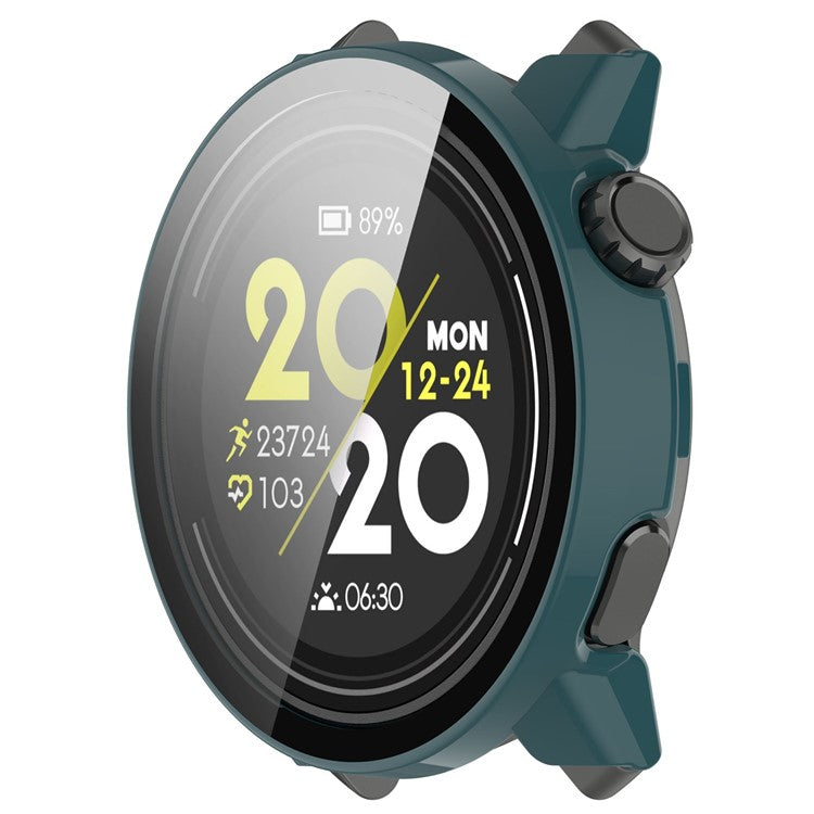 For Coros Pace 3 Protective Case Hard PC Watch Cover with Tempered Glass Screen Protector - Pine Needle Green