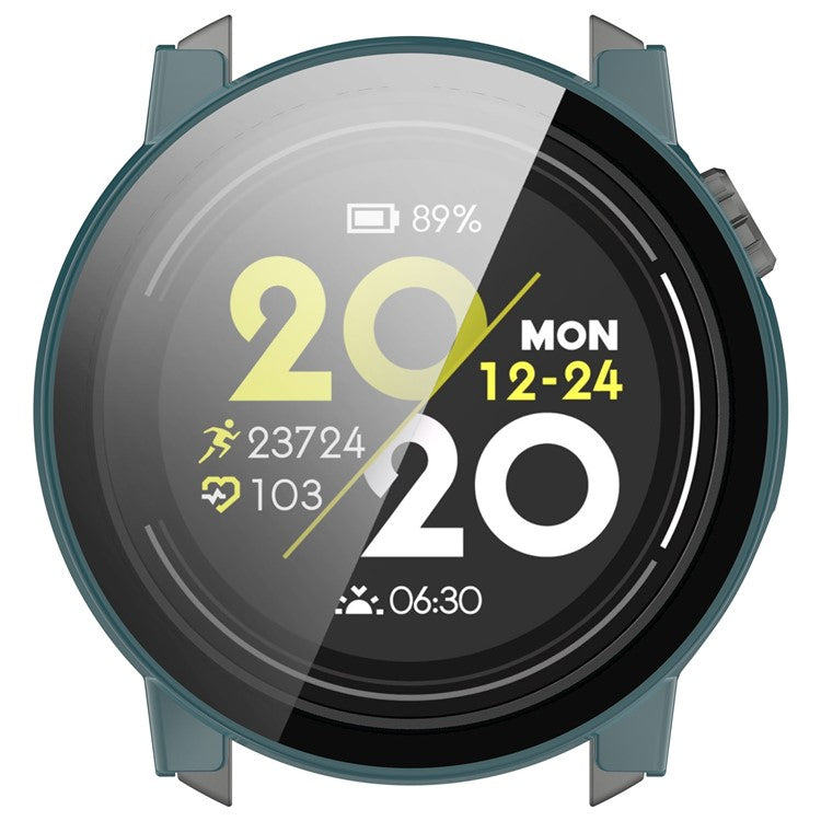 For Coros Pace 3 Protective Case Hard PC Watch Cover with Tempered Glass Screen Protector - Pine Needle Green