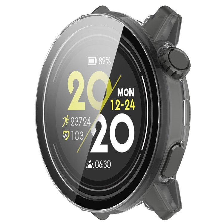For Coros Pace 3 Protective Case Hard PC Watch Cover with Tempered Glass Screen Protector - Transparent White