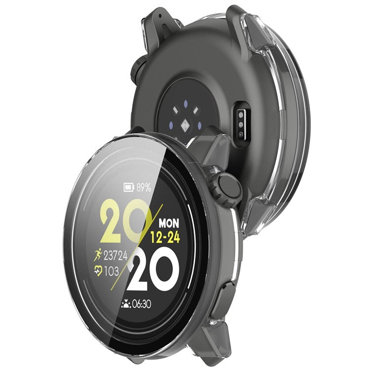 For Coros Pace 3 Protective Case Hard PC Watch Cover with Tempered Glass Screen Protector - Transparent White