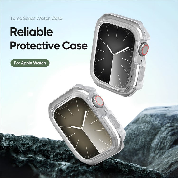DUX DUCIS Tamo Series for Apple Watch SE (2023) / SE (2022) / SE / 6 / 5 / 4 44mm Watch Case PC+Silicone Smart Watch Cover - Transparent White