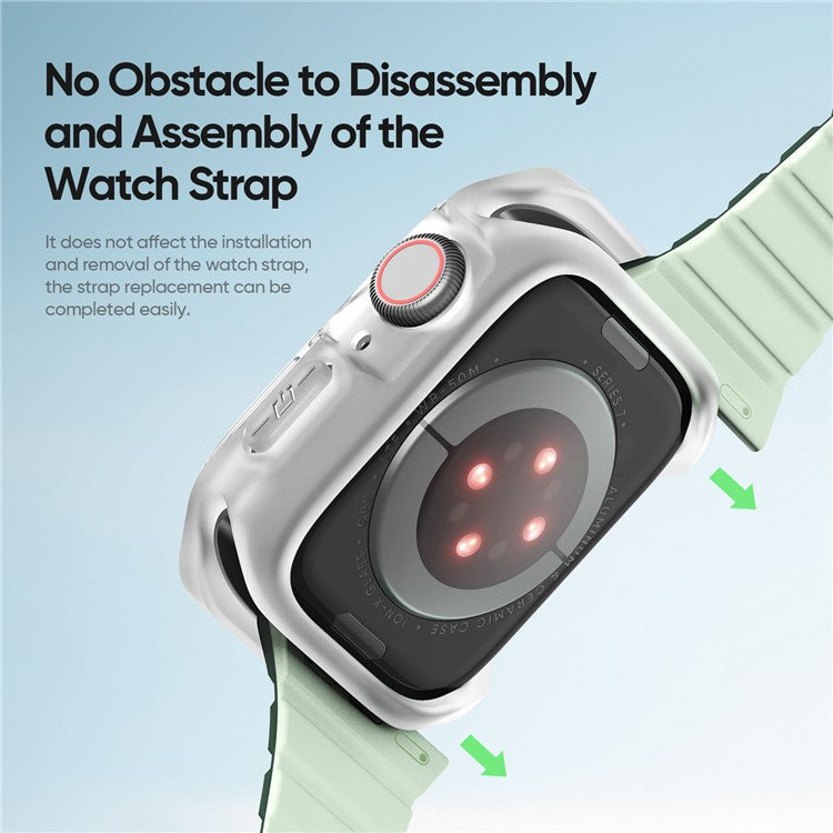 DUX DUCIS Tamo Series for Apple Watch SE (2023) / SE (2022) / SE / 6 / 5 / 4 44mm Watch Case PC+Silicone Smart Watch Cover - Transparent White