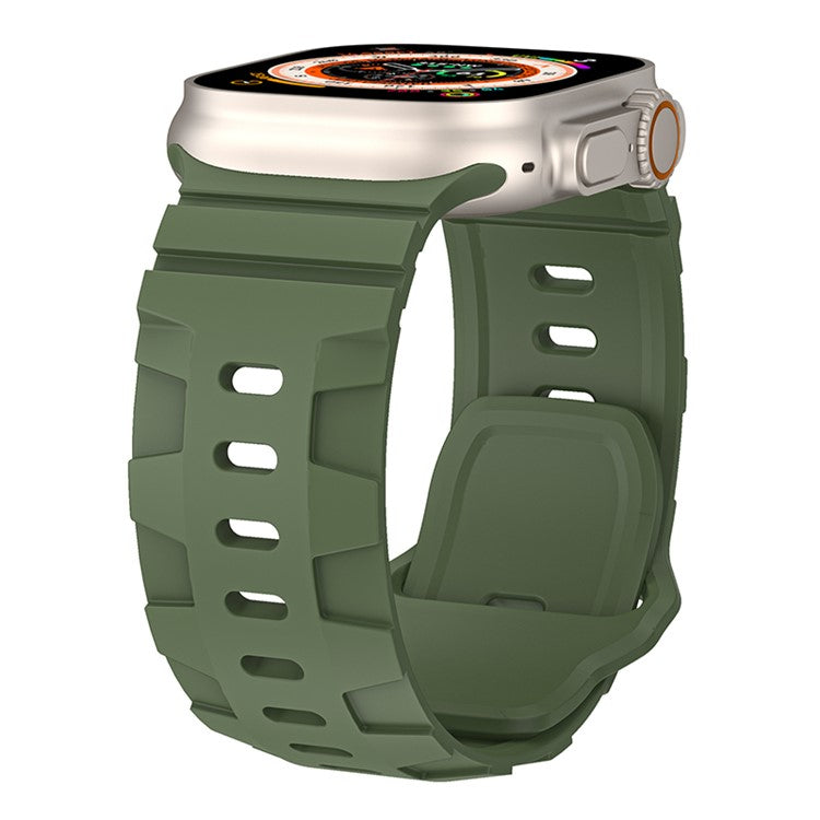 YINGSHEHUI For Apple Watch 10 46mm / Ultra 2 / Ultra 49mm / 9 8 7 45mm / SE (2023) SE (2022) SE 6 5 4 44mm / 3 2 1 42mm Silicone Watch Band - Army Green