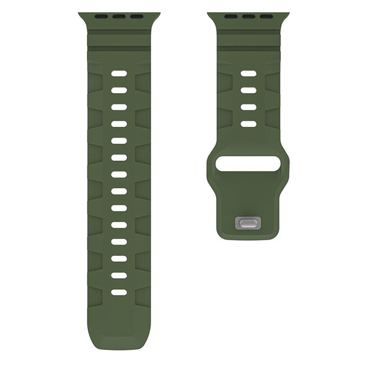 YINGSHEHUI For Apple Watch 10 46mm / Ultra 2 / Ultra 49mm / 9 8 7 45mm / SE (2023) SE (2022) SE 6 5 4 44mm / 3 2 1 42mm Silicone Watch Band - Army Green