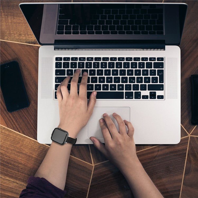 Watch Band for Apple Watch Series 10 42mm / 9 8 7 41mm / SE (2023) SE (2022) SE 6 5 4 40mm / 3 2 1 38mm Watch Strap Genuine Cow Leather Band - Black