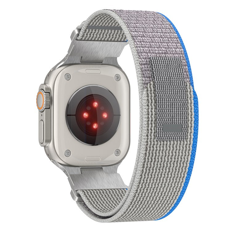 For Apple Watch 10 46mm / Ultra 2 / Ultra 49mm / 9 8 7 45mm / SE (2023) SE (2022) SE 6 5 4 44mm / 3 2 1 42mm Trail Loop Nylon Strap - Blue+Grey