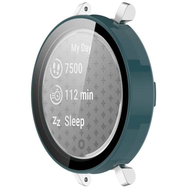 For Garmin Lily 2 Hard PC Watch Protection Case Cover with Tempered Glass Screen Film - Green