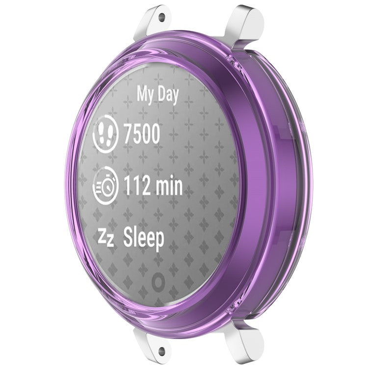 For Garmin Lily 2 Hollow-Out Shockproof TPU Watch Frame Case Smartwatch Protector - Transparent Purple