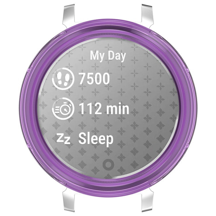 For Garmin Lily 2 Hollow-Out Shockproof TPU Watch Frame Case Smartwatch Protector - Transparent Purple