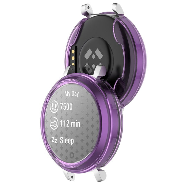 For Garmin Lily 2 Hollow-Out Shockproof TPU Watch Frame Case Smartwatch Protector - Transparent Purple