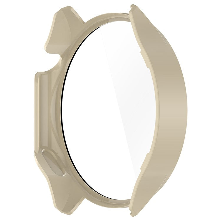 For Oppo Watch X / OnePlus Watch 2 46mm Drop Protection PC Watch Frame Cover with Tempered Glass Screen Film - Beige