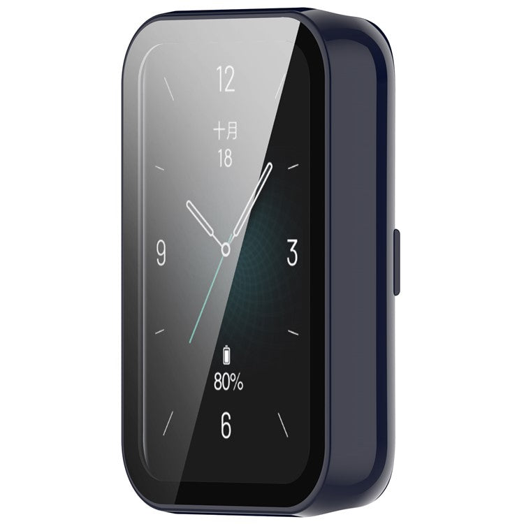 For Honor Band 9 Hard PC Watch Case Scratch Proof Cover with Tempered Glass Screen Film - Dark Blue