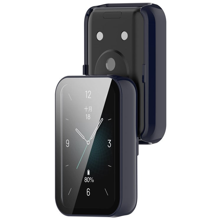 For Honor Band 9 Hard PC Watch Case Scratch Proof Cover with Tempered Glass Screen Film - Dark Blue