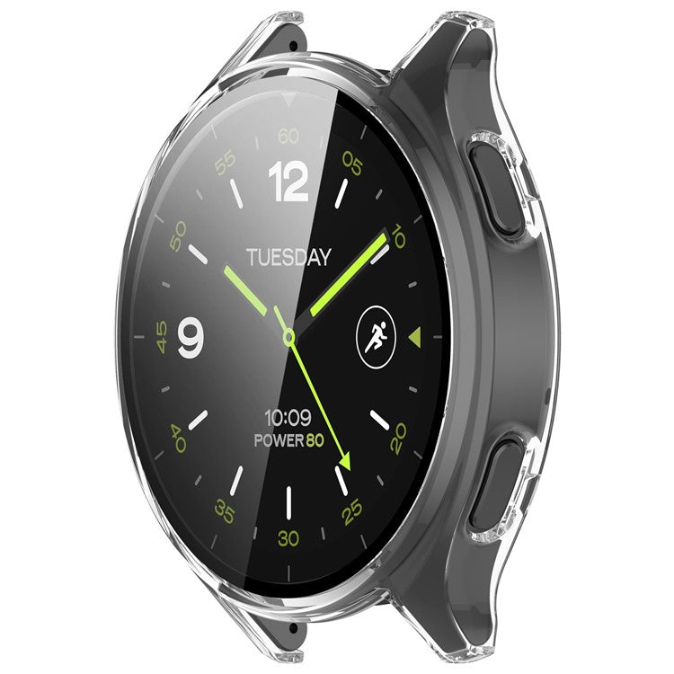 Hard PC Cover for Xiaomi Watch 2 Watch Case with Tempered Glass Screen Film - Transparent White