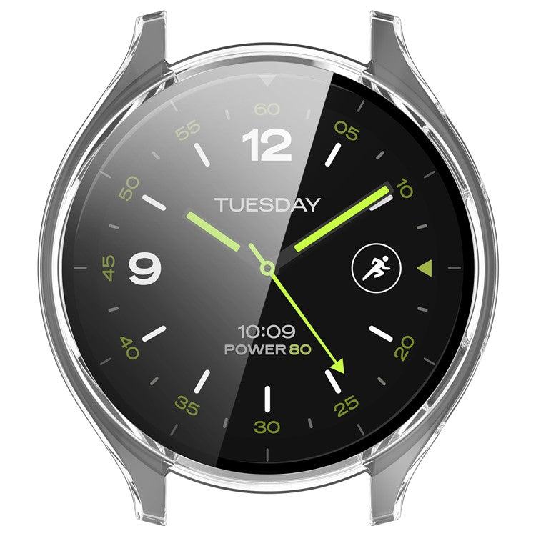 Hard PC Cover for Xiaomi Watch 2 Watch Case with Tempered Glass Screen Film - Transparent White