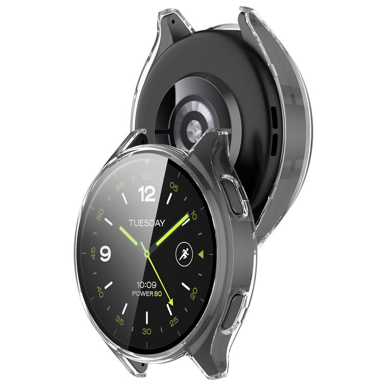 Hard PC Cover for Xiaomi Watch 2 Watch Case with Tempered Glass Screen Film - Transparent White