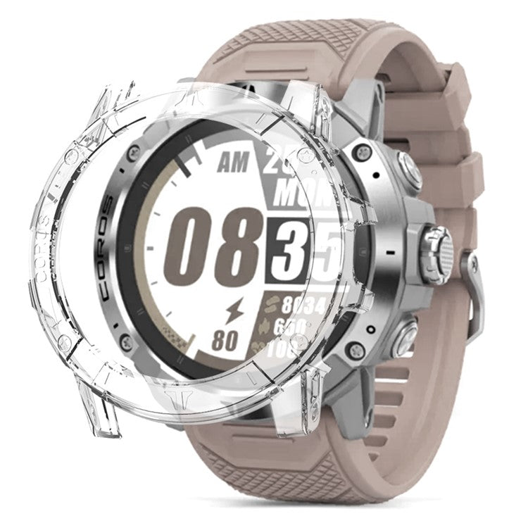For Coros Vertix 2 Anti-Scratch Watch Case PC Protective Frame Cover - Transparent