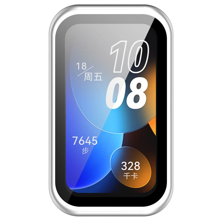For Huawei Band 10 / Band 10 NFC / Band 9 / Band 9 NFC / Band 8 / Band 8 NFC Hard PC Watch Cover with Tempered Glass - Silver