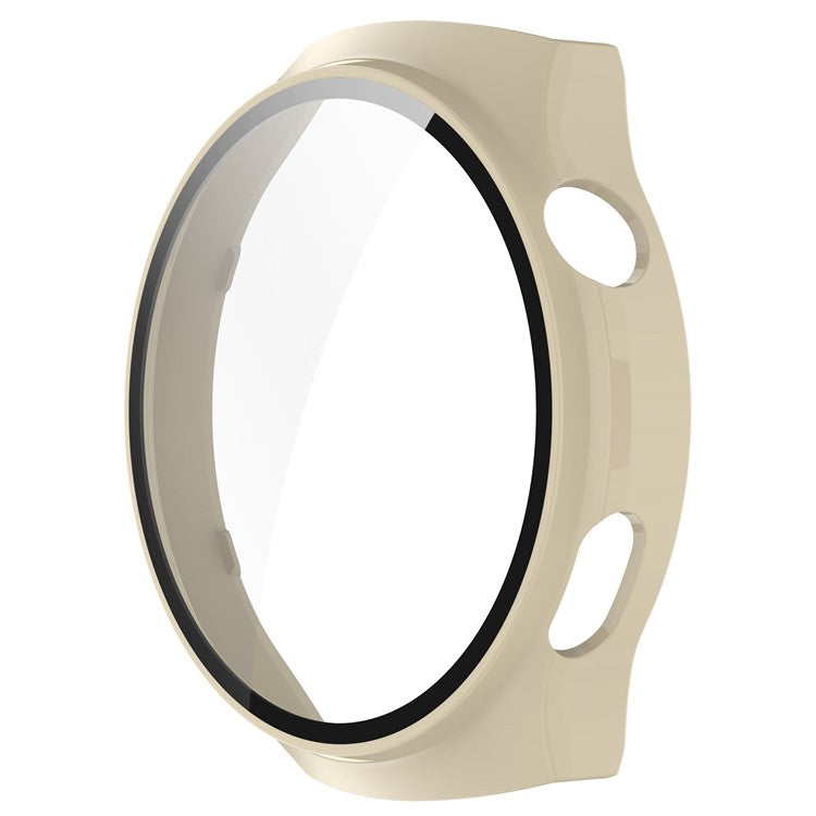 For Huawei Watch 4 Pro Case PC Cover with Curved Tempered Glass Screen Protector - Beige