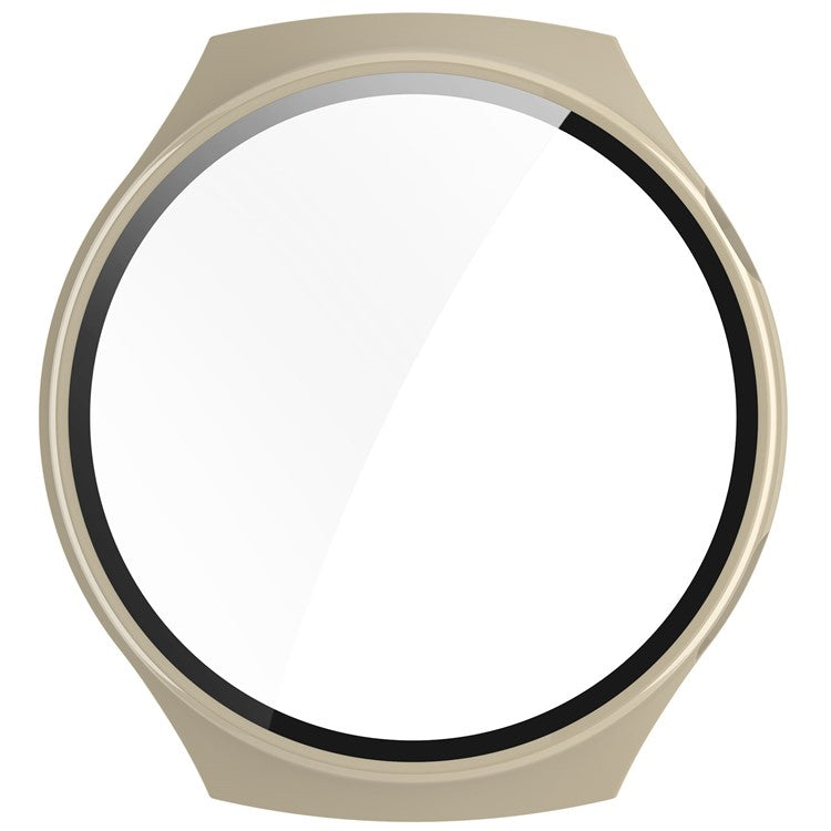 For Huawei Watch 4 Pro Case PC Cover with Curved Tempered Glass Screen Protector - Beige