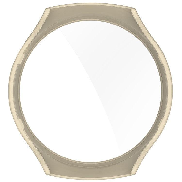 For Huawei Watch 4 Pro Case PC Cover with Curved Tempered Glass Screen Protector - Beige