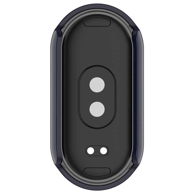 For Xiaomi Smart Band 8 / 8 NFC PC Case+Glossy Style Tempered Glass Screen Protector - Dark Blue