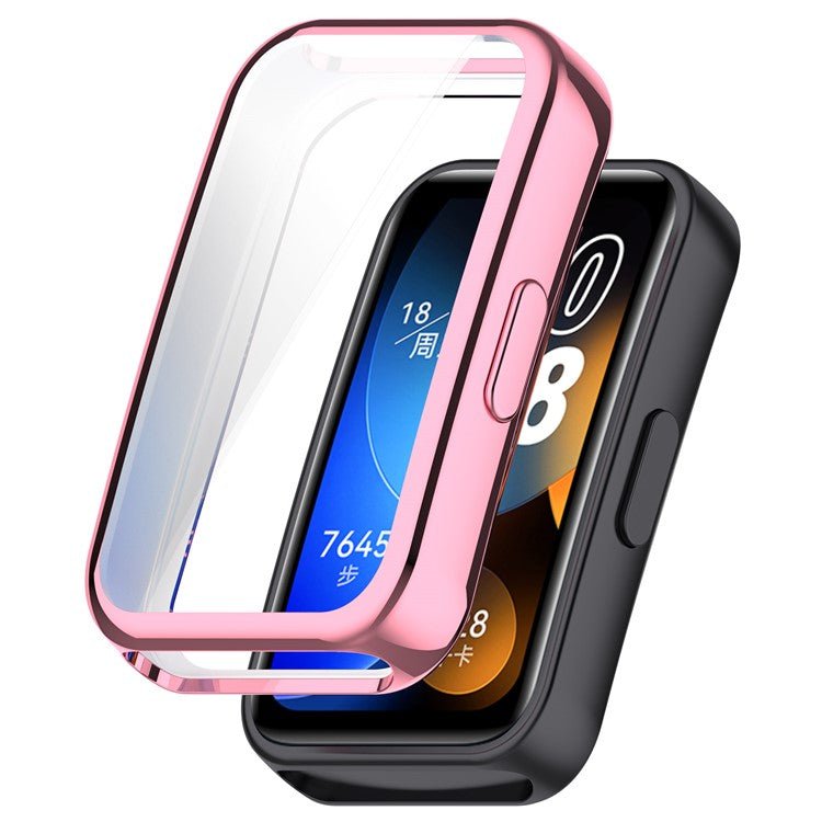 For Huawei Band 9 / 9 NFC / 8 / 8 NFC TPU Watch Protective Case Electroplating Full Coverage Shell - Pink
