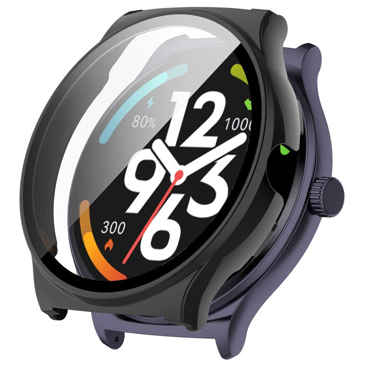 For Haylou Solar Lite (R001) Hard PC Watch Frame Cover with Tempered Glass Screen Film - Black