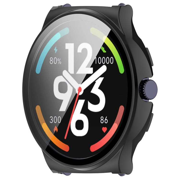 For Haylou Solar Lite (R001) Hard PC Watch Frame Cover with Tempered Glass Screen Film - Black