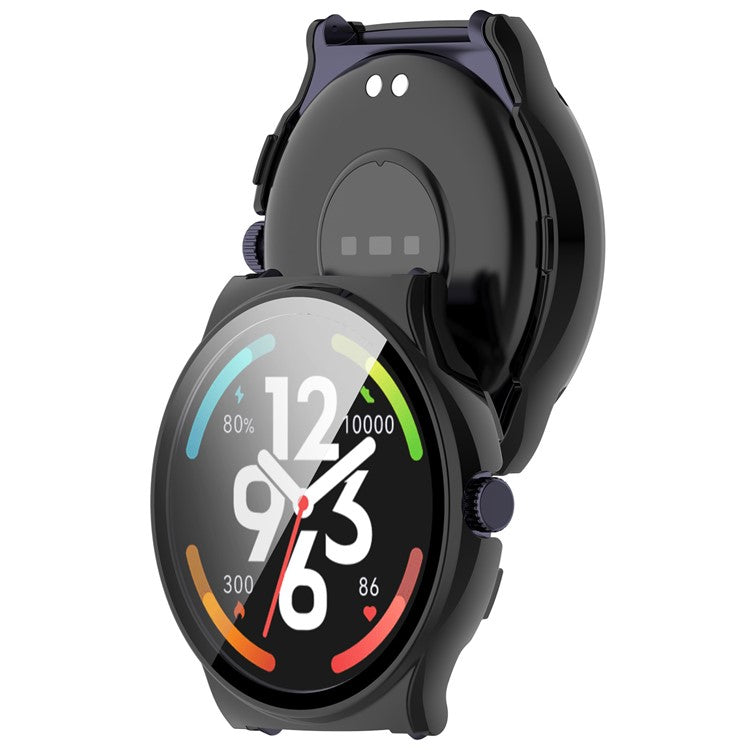 For Haylou Solar Lite (R001) Hard PC Watch Frame Cover with Tempered Glass Screen Film - Black