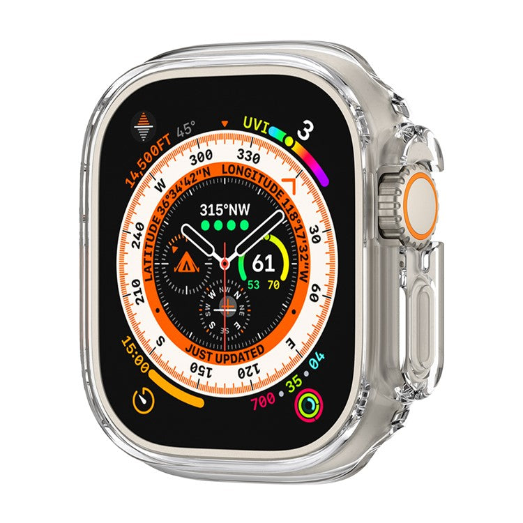 For Apple Watch Ultra / Ultra 2 49mm Electroplating TPU Watch Case Hollow Anti-drop Frame - Transparent