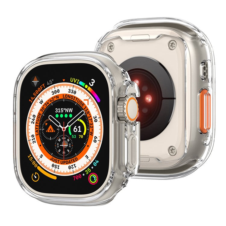 For Apple Watch Ultra / Ultra 2 49mm Electroplating TPU Watch Case Hollow Anti-drop Frame - Transparent