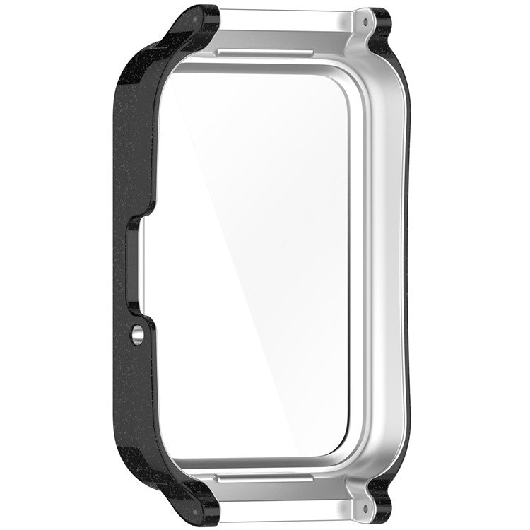 Watch Case for Samsung Galaxy Fit3 Rhinestone Decor PC Cover with Tempered Glass Screen Film - Electroplated Black