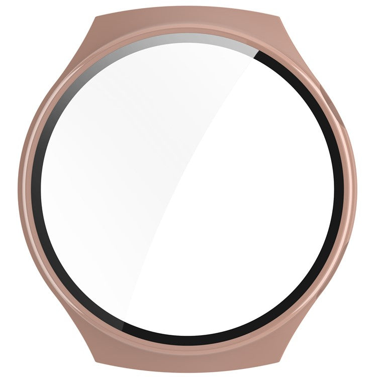 For Huawei Watch 4 Pro Space Edition Smartwatch PC Frame Case with Curved Tempered Glass Screen Film - Pink