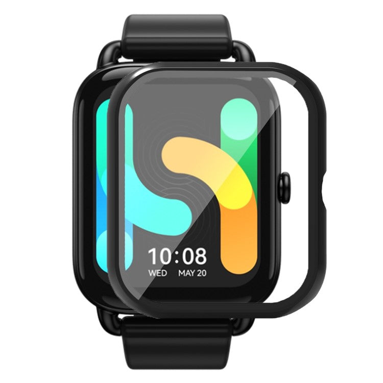 For Haylou GST Lite(LS13) / GST(LS09B) Case Hard PC Watch Case Cover with Screen Protector - Black