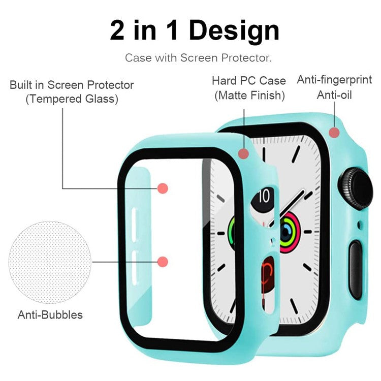 2-in-1 Frame PC + Tempered Glass Protector Watch Case for Apple Watch Series 3/2/1 42mm - Baby Blue