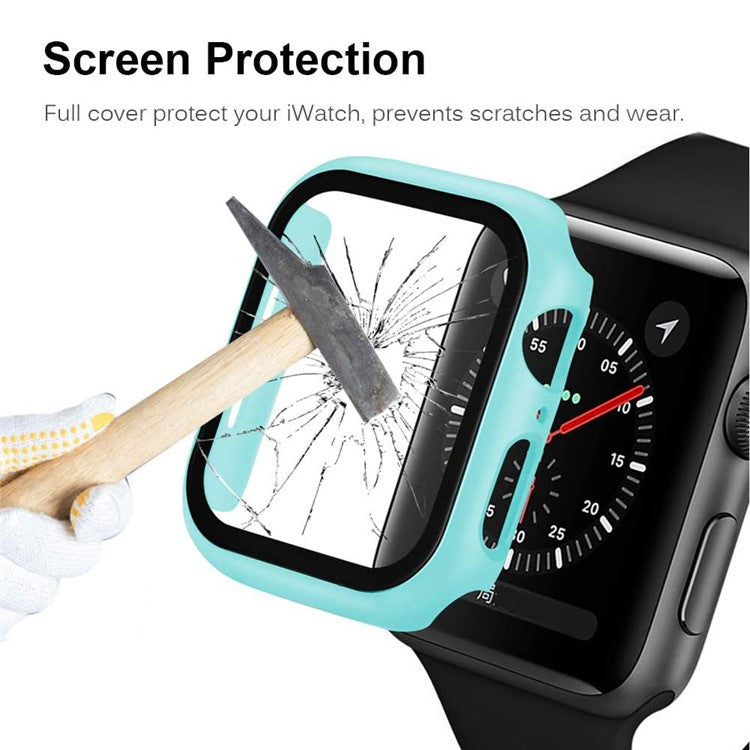 2-in-1 Frame PC + Tempered Glass Protector Watch Case for Apple Watch Series 3/2/1 42mm - Baby Blue