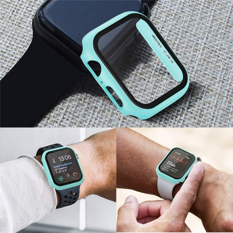 2-in-1 Frame PC + Tempered Glass Protector Watch Case for Apple Watch Series 3/2/1 42mm - Baby Blue