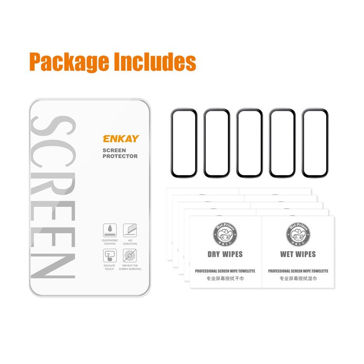 ENKAY HAT PRINCE 5Pcs For Samsung Galaxy Fit2 PMMA Screen Protector+PC Edge 3D Curved Watch Film