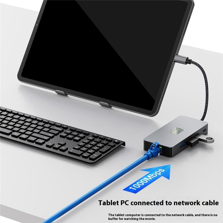 2318 Type-C Hub with 3xUSB 3.0+HD Video Output+2xCard Readers+PD 100W+RJ45 Ethernet+USB-C Data Converter