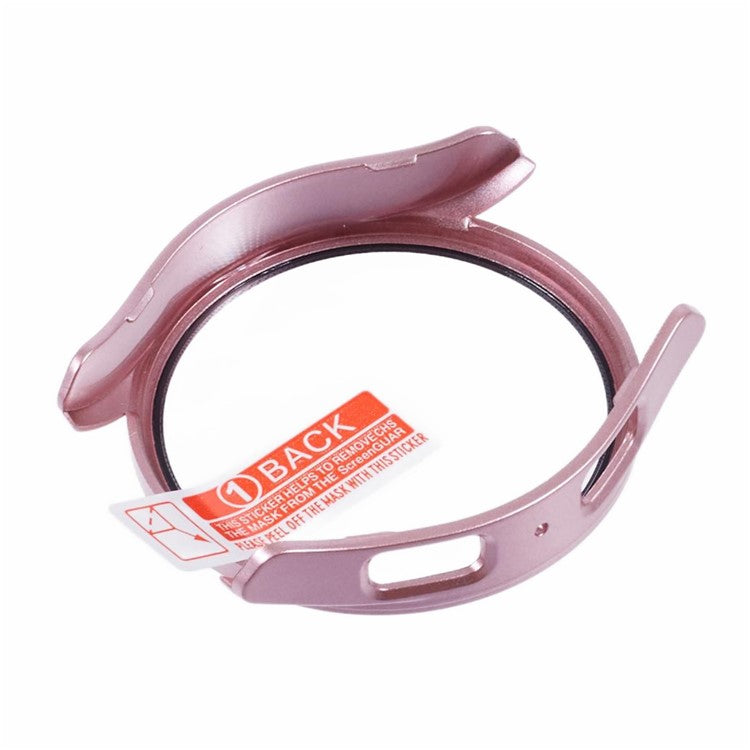 For Samsung Galaxy Watch7 40mm Watch Case Hard PC Cover with Tempered Glass Screen Film - Rose Gold