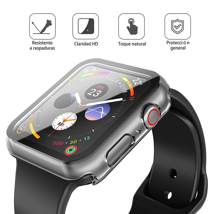 For Apple Watch Series 9 / 8 / 7 41mm Hard PC Case with Touch Sensitive Tempered Glass Screen Protector - Transparent