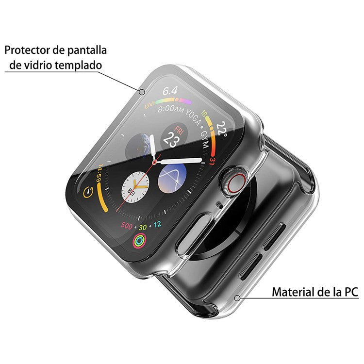 For Apple Watch Series 9 / 8 / 7 41mm Hard PC Case with Touch Sensitive Tempered Glass Screen Protector - Transparent