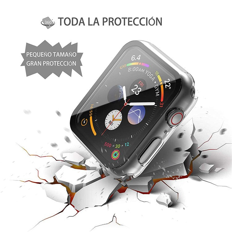 For Apple Watch Series 9 / 8 / 7 41mm Hard PC Case with Touch Sensitive Tempered Glass Screen Protector - Transparent