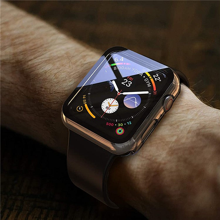 For Apple Watch Series 9 / 8 / 7 41mm Hard PC Case with Touch Sensitive Tempered Glass Screen Protector - Transparent