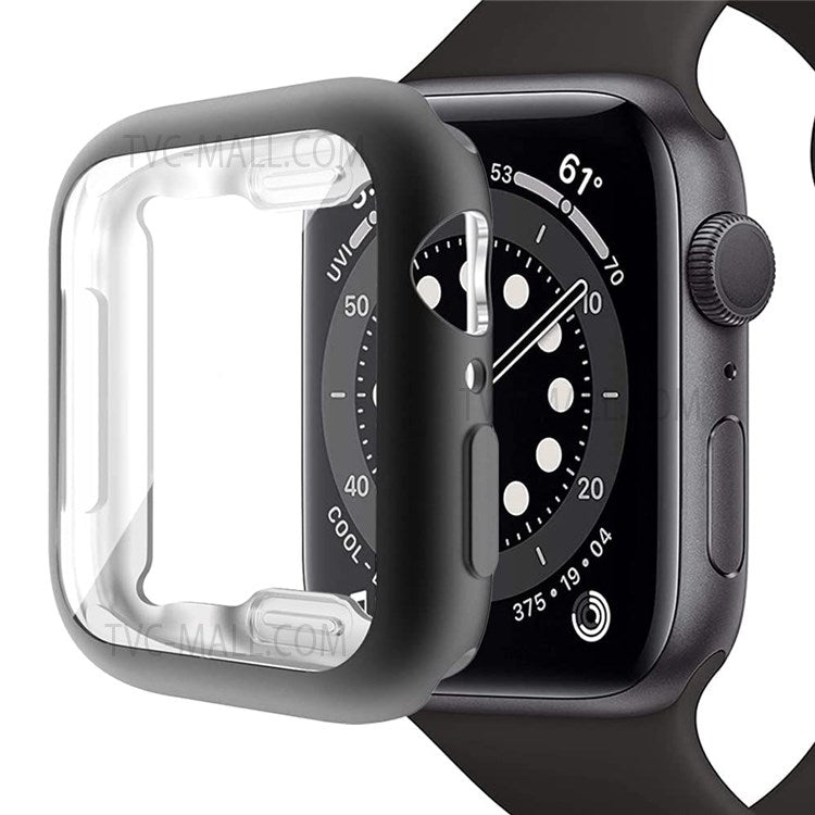 Electroplated TPU Case Touch Sensitive Screen Protector Cover for Apple Watch Series 9 / 8 / 7 45mm - Black