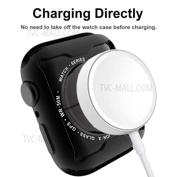 Electroplated TPU Case Touch Sensitive Screen Protector Cover for Apple Watch Series 9 / 8 / 7 45mm - Black