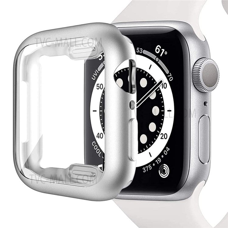 Electroplated TPU Case Touch Sensitive Screen Protector Cover for Apple Watch Series 9 / 8 / 7 45mm - Silver